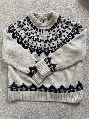 Haven + Secret Cream and Black Fair Isle Crewneck Sweater
